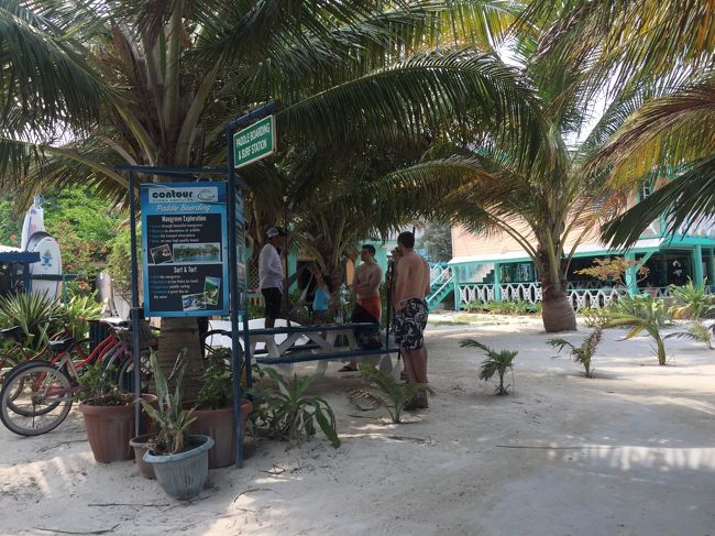 イケメンたちは、パドルボードの講習中。