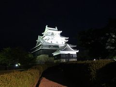 そんな状態ながら、何とかライトアップをしている松江城へと辿り着いたのだが、そこには誰もいなかった。

白い城壁に漆黒の瓦を持つ松江城が闇夜に浮かび上がる中、その見物者は私一人…という状態。

