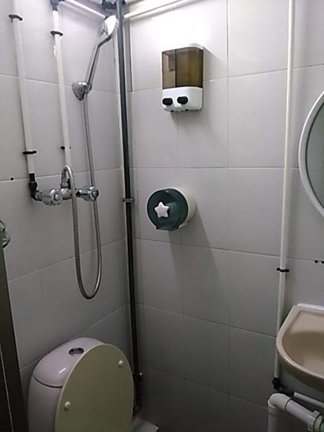 トイレとシャワーは兼用で、使用後はびしゃびしゃです。