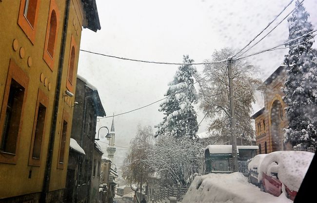 雪の中、車で買い物へ。