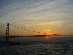 明石大橋と夕日