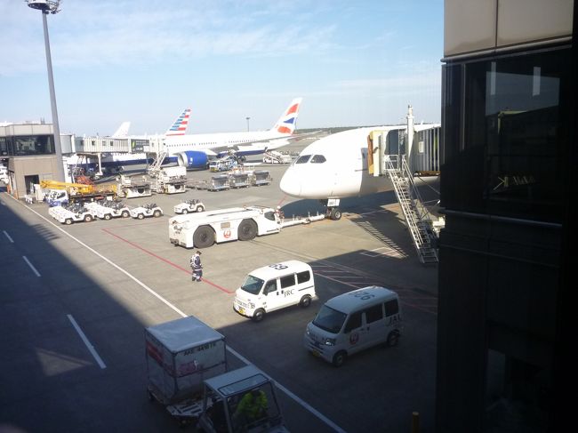 1時間ほどラウンジでコーヒーを飲んでゆっくりして、そろそろゲートへ。<br /><br />今日のフライトは成田空港１１：３０発、JAL４１３便で、まずはヘルシンキへ。<br /><br />JAL便のなかでは、ヨーロッパへは、最短の10時間30分のフライトです。<br /><br />ヘルシンキからプラハへ乗り継ぐので、時間が短いのは「身体に優しい」ですね。<br /><br />