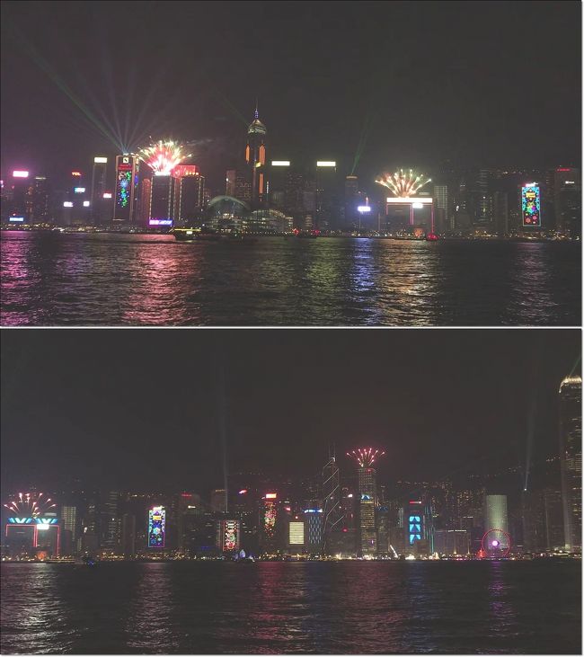 と、消化不良のまま、尖沙咀に戻ってきます。というのも、「シンフォニー・オブ・ライツ」は期間限定の冬バージョンで、さらに12月の毎週土曜日はちょっとした花火の演出もあるとのことで、見逃してはならぬと思い、場所を陣取りました。<br />普段とちょっとでも違うモンが見られると、お得な気分になっていいですね。