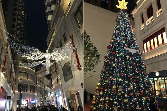 ホテルで休憩をしてから、クリスマスイルミを撮影しに出かけます。湾仔にある利東街からスタート。イベントがあるたびごとに、ここのイルミはうっとりするほど美しいのですが、今回は何だかパッとしませんでした。