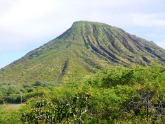 カハラ地区を抜けて、ココクレーターの一本道がよく見える展望台に来ました。
これすっごいね…
ハワイ＝海のイメージ強いけど（初心者にありがち？）
山も凄いんだなハワイって。
