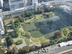 地上150mから望む東京ベイエリアの景色を楽しめます。
眼下には紅葉が始まっている旧芝離宮恩賜庭園