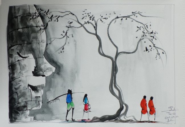 観光地には必ずいる絵画の売り子<br />色使いと画の雰囲気は、気に入りました