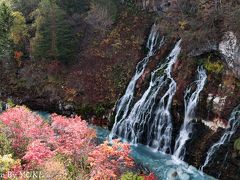 白ひげの滝にはまだ紅葉が。