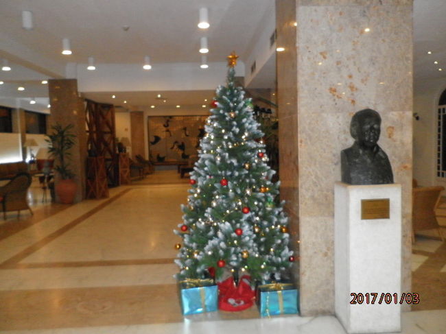 フランクフルト経由でリスボンのホテルによる遅くに到着。1月ですが、まだクリスマスです。