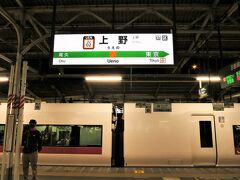 22:28　上野駅に着きました。（水戸駅から２時間13分）

東海道線は東京駅から激混みするので一つ手前の上野駅で乗換えます。