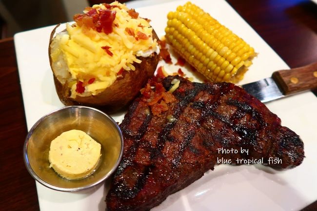 和牛ステーキ　<br /><br />誕生日バウチャーでメインはひとつ無料なので、高いステーキを頼んでみましたー