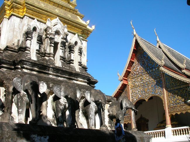 本堂の裏にあった仏塔は、15頭の象が基壇を構成しているユニークなもので、見応えがあった。<br />