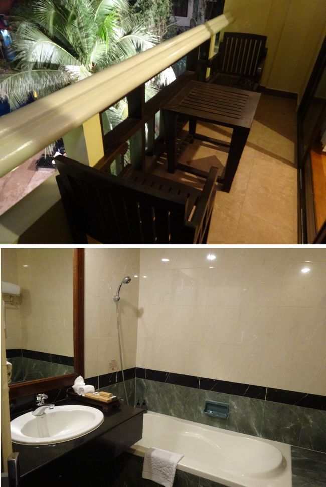 デラックスルームなので、ベランダ有り<br />洗面所とバスタブ