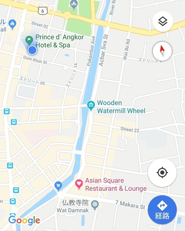 ホテルとランチのお店の位置関係<br />