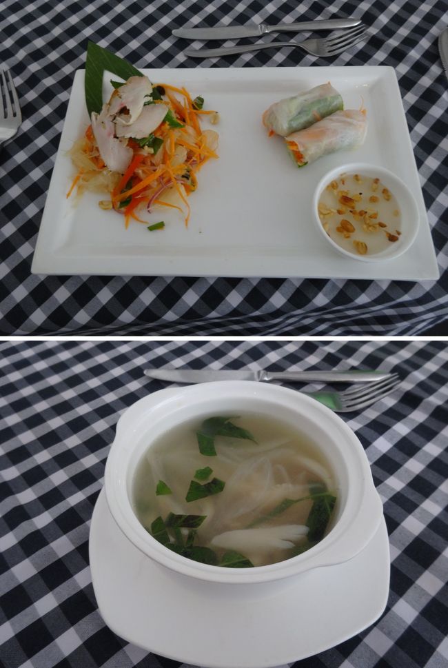 サラダと生春巻き<br />スープが美味しい♪
