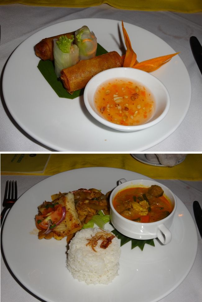 揚げ春巻きと生春巻き<br />ココナッツチキンカレー、うまっ♪