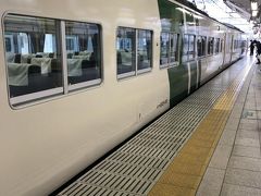 東京駅から午前9時発「踊り子号」で伊豆長岡まで行きます。
踊り子号の座席は、進行方向左側のA・B側が海が見えてよいとのこと。私たちの席は右側のC・Dでしたので、はずれかなと思ったのですが、海の景色を楽しむのは伊豆半島に入ってからのこと、それまでは日が当たるAB側はまぶしくてカーテンをひかないといられないのです。かえってCD側は富士山も見えてよい席でした。