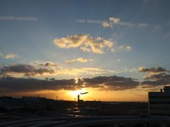 那覇空港で無事に忘れ物を受け取り、せっかくなので展望デッキへ。
夕焼けの綺麗な那覇空港。