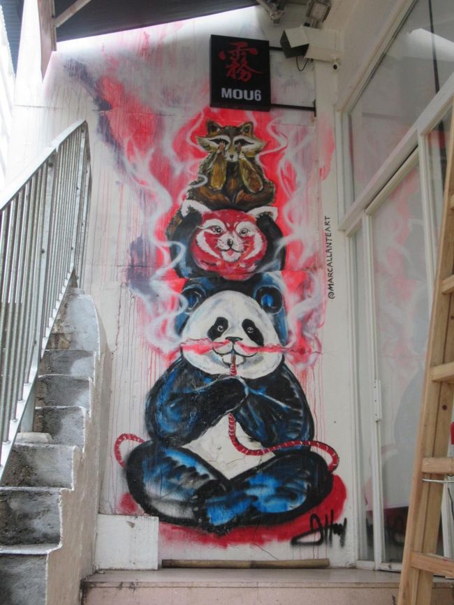 お店と会談の間の狭い空間にまで。