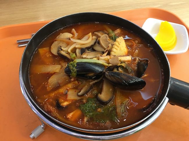 広蔵市場からは地下鉄を乗り継ぎ、早めにですが<br />金浦空港まで戻ってきました。<br /><br />ロッテマートで最後のお買い物。<br /><br />手荷物無しの安いチケットだったので、かさばる物と液体物は買えないですが、セーブできてかえって良かったかも。<br /><br />金浦空港のフードコートで最後のご飯<br /><br />海鮮鍋