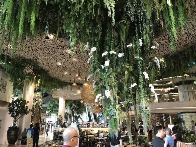 ゴージャスかつ南国風の緑を盛り込んだ通路。