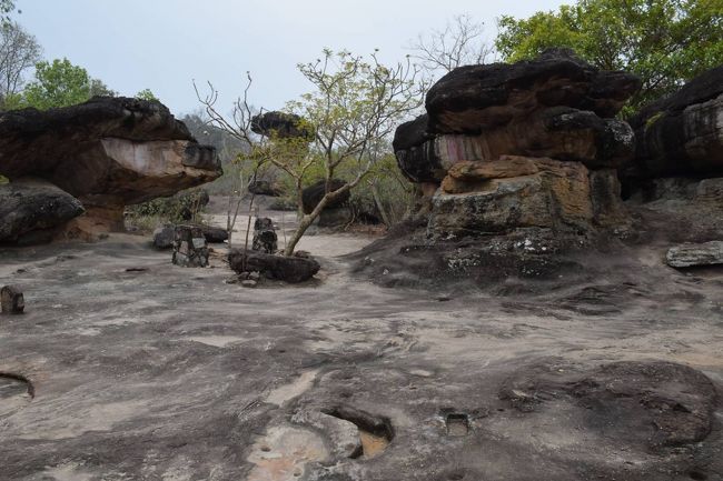 固い岩盤の上に突き出た奇岩は、キノコの様なかっこうです。