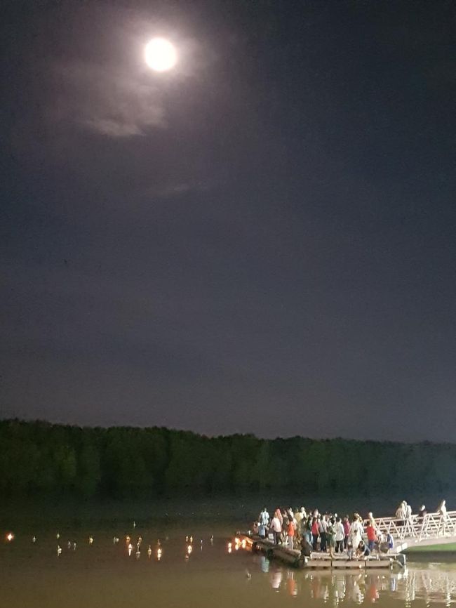 なんか川に人が集まってる、なんでだろうって言ってググってみたら、運よく2018年11月22日のその日がロイクラトーンだったっていう。笑