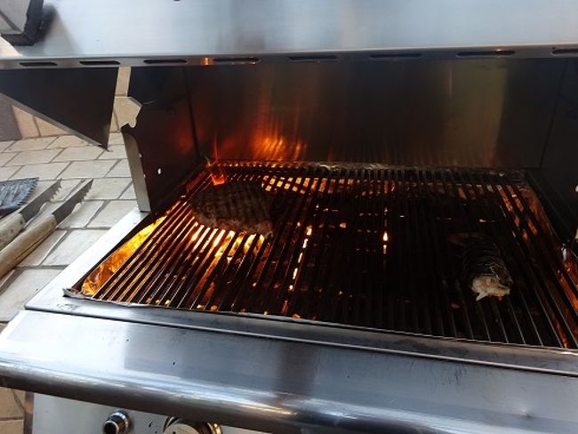 購入した具材をホテルの庭にあるバーベキューグリルで焼きます。<br />焼くのは男の仕事みたいで、日本人以外の方は皆さん男性でした。<br />片言の英語でも会話が出来たのがとても楽しかったです。