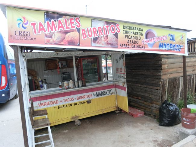 周囲には軽食を売る屋台などがあり、ブリトーを１本（半分こする）購入しました。２０ペソ。<br />「れいろんさん、私は辛くないものが・・・」とtanupamsann.<br /><br /><br />tanupamさん撮影