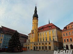 巨大クリスマスツリーが残る中央広場から見る市庁舎。
クリスマスは賑わっていたのかな？
