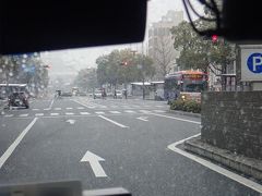 大手前通り。幸い道路には積もっていないものの雪模様。