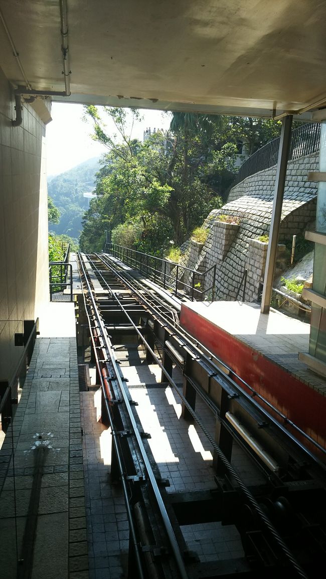 山頂列車はケーブルカーです。かなりの急こう配を登ってきます。