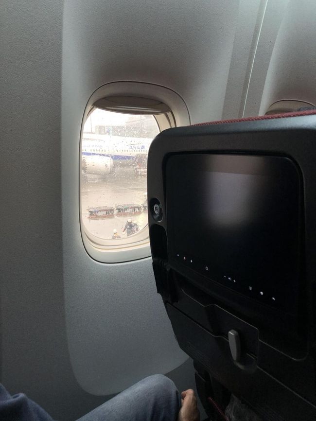 「羽の除雪のため」飛行するまで１時間半ほどかかりました<br /><br />ひたすら映画を観ていたけど、お腹がすいてきたw