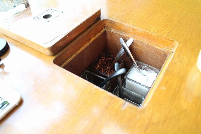 スパイスはテーブルの中。