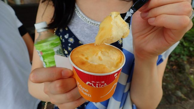 さらに道中で見つけた違う湯布院ミルヒさんのお店でケーゼクーヘンもいただきますｗ<br />フワフワトロトロで美味しかった！