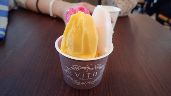 お参りのあとはシャーベットで疲れを癒します。