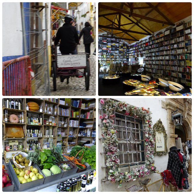 両側の白壁の家に挟まれた石畳の細い道には土産物屋などが立ち並んでいます