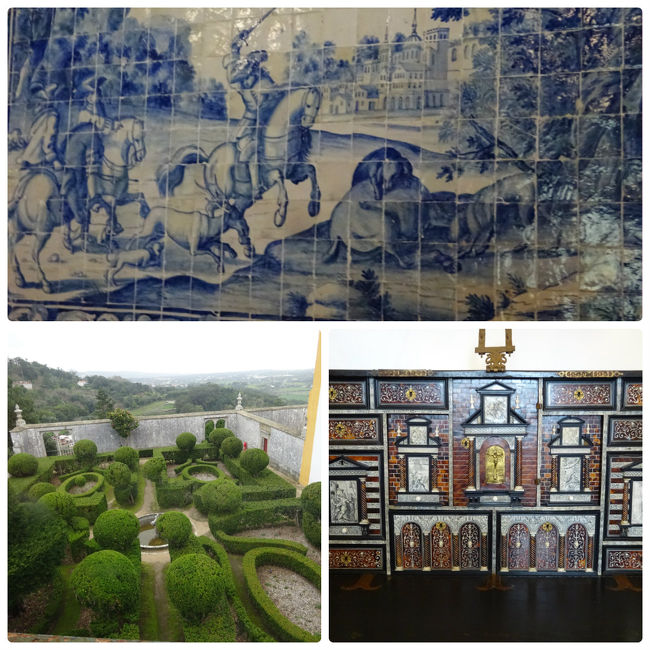 壁のタイルはアズレージョで、紋章の間には狩猟の様子が描かれています。