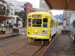 諏訪神社前停留場（現諏訪神社停留場）から路面電車に乗ります。