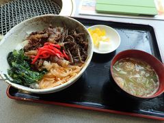 一番人気らしい山形牛カルビ丼　丼の1/4しかお肉がありません　少すくな―――い!!　東北なので味も濃いめ
980円なんでそんなものでしょうかね　焼肉定食的なものにすればよかった
タブレットで注文する便利システム　便利～