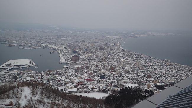 そのまま市電で函館山に向かいます。<br />ロープウェイに乗って展望台へ。