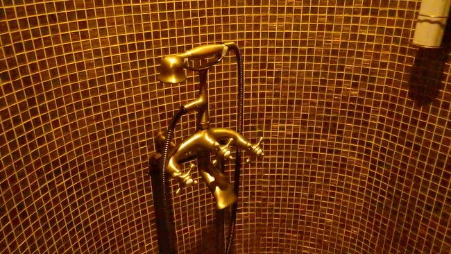 受話器みたいな形のシャワー。変な方向にもお湯が出てきて、気をつけないと顔や髪にお湯がかかります。タイボディーマッサージ＋ハーバルボール120分1600バーツ。一生懸命やってくれました。チップは100バーツ渡しました。