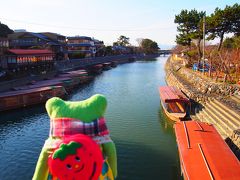 再び宇治川に掛る喜撰橋を通り中の島に渡るよ。
船がいっぱい、鵜飼いもやってるけろなんだって。