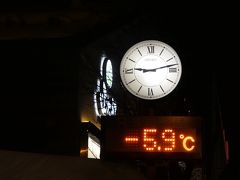 21:14　小樽運河食堂を出て運河に来ました。気温－5.9℃。さすがに寒いです。