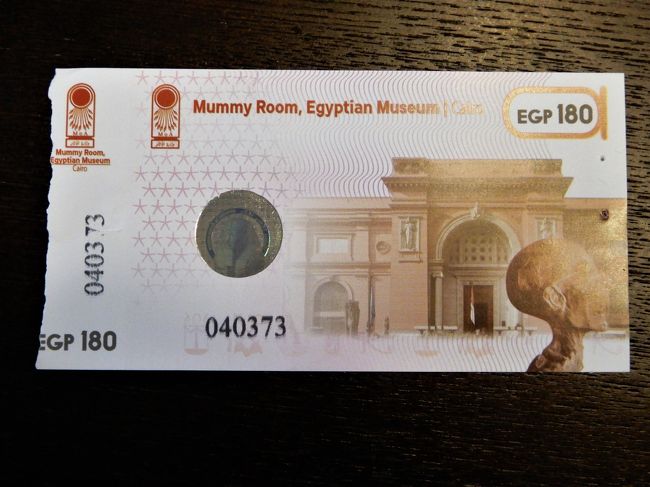 ミイラ室のチケットは180EGP。<br />博物館全体への入場料が160EGPなのに？？<br />でも、せっかくエジプトまで来たのだから、入らなくちゃね。<br />ミイラ室の内部は撮影禁止です。<br />