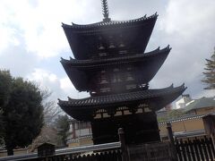 福寺境内お堂としては北円堂と共に最古級の建物、目立っている南円堂の裏側にあり小振りな建物なので見過ごされる、、修学旅行の生徒や海外の人は裏側は無視するので雑踏から解放される区域，三重の小振りの塔だが木材がかなり黒ずんでおり古を感じさせています，建物のごく近くまで進むことができます、