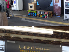 　この後は、高崎駅からＪＲ上越線の列車に乗って、北へ、北へと進んでいきますよ。

　途中、渋川駅。ＳＬな顔出し看板。お洒落な駅名板。ＳＬだねぇ。