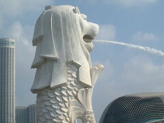 シンガポールと言えばマーライオン！！
斜め後ろより撮影したものです。
“シンガポールの父”と言っても過言でないほど
現代シンガポールの発展に大きく貢献した
リー・クアン・ユーの提案で、
1972年9月15日に造られたものです。
上半身がライオン、下半身が魚と言った
不思議な出で立ちの像ですが、
こんな容姿なのはちゃんと訳があります。
上半身は、シンガポールの由来である“シンガ”がサンスクリット語で
“ライオン”の意味があることに由来していて、
下半身の魚は港町であるシンガポールを象徴しています。