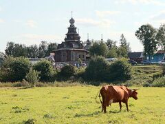 　カメンカ川の向こうに木造建築博物館が見える。