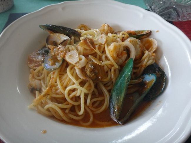 こちらは、シーフードパスタ。<br />パスタ失敗も多いけど、まあまあ、おいしかった。